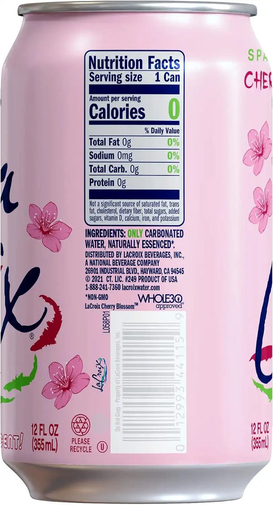 La Croix Sparkling Water, Cherry Blossom, 12 Fl Oz (pack of 8)